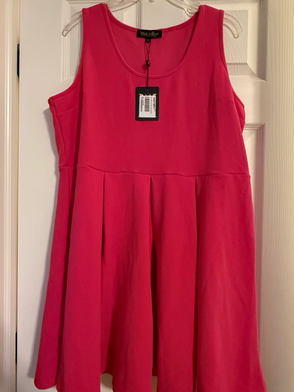 White Mark Women's Pink Bright Fit and Flare Mini Dress Size 1XL NWT